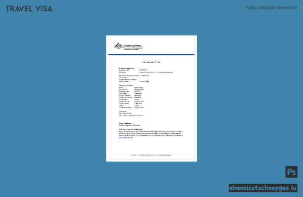 Beispielvorschau für ein australisches E-Visum